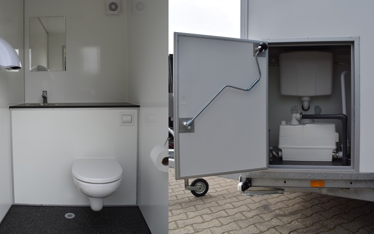 Mobiele toiletwagen D/H gescheiden aanhanger 750kg